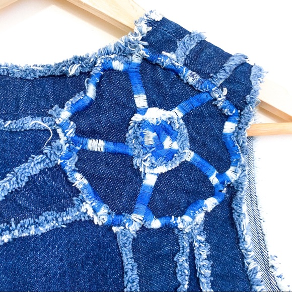 Vintage Lida Jeans Raw Seams Trim Double Snap Vest - Picture 3 of 6